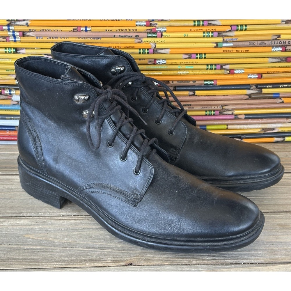 Kenneth Cole Retro Goretex Boots Hipster Men's 10.5 Black Leather Lug Soles